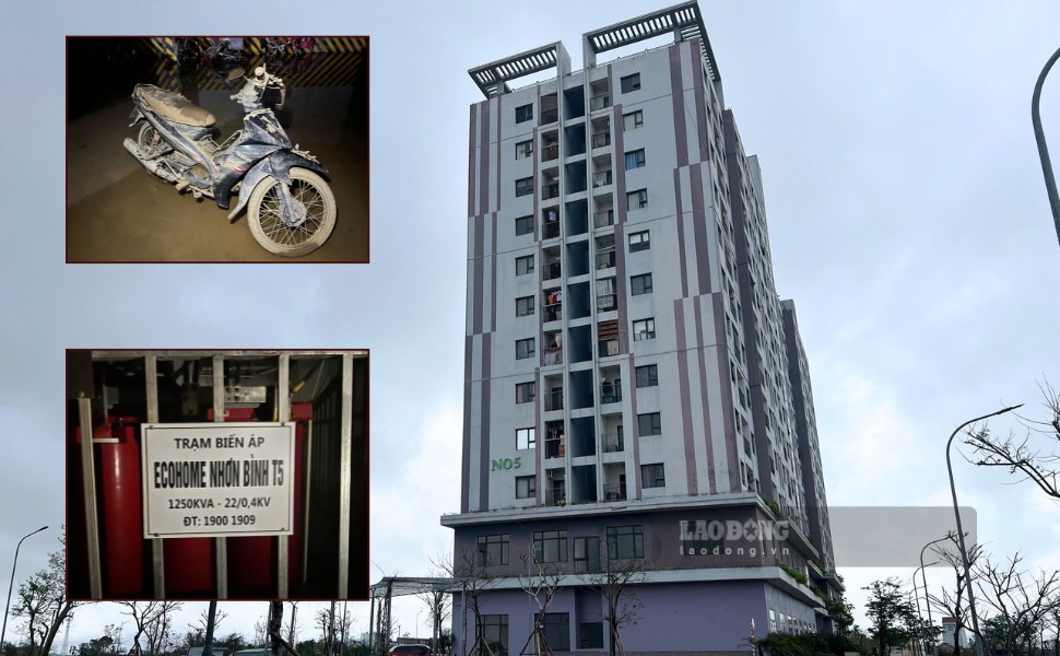 The flood has receded for half a month, but Ecohome Nhon Binh Social Housing Apartment Building (Quy Nhon Dong Ward, Gia Lai) is still without power and water, causing the lives of residents to suffer. Photo: Hoai Phuong