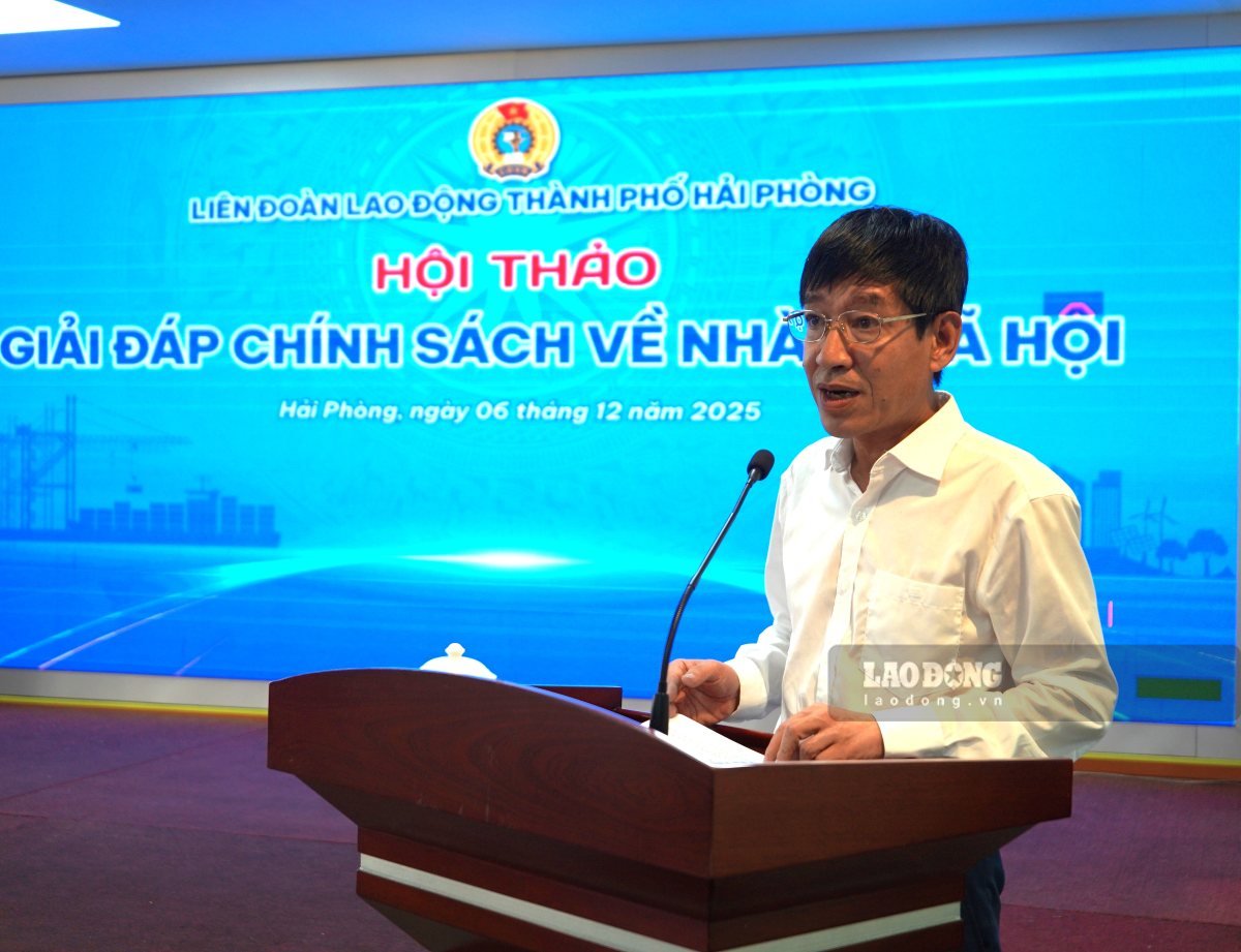 Ông Nguyễn Hoài Long - Phó Giám đốc Sở Xây dựng phát biểu tại hội thảo. Ảnh: Mai Dung