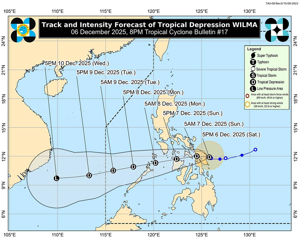 Pronostico del camino y la zona de influencia de la primera depresion tropical que entrara en el Mar de China Meridional en diciembre Foto: PAGASA