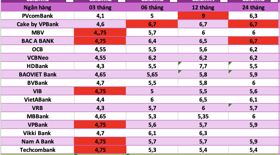 Top ngân hàng có lãi suất cao nhất thị trường hiện nay. Đồ họa: Hà Vy