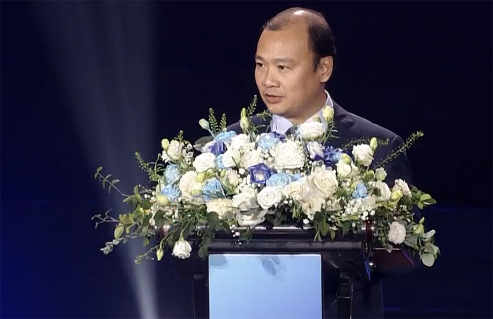 Thu truong Thuong truc Bo VHTTDL Le Hai Binh phat bieu tai Le trao giai “Giai thuong Truyen thong ve Quyen Con nguoi Viet Nam Hanh Phuc - Happy Vietnam 2025”. Anh: VTV