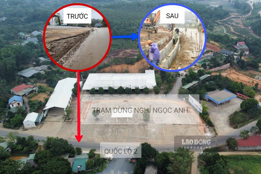 The concrete yard encroaching on National Highway 2 of Ngoc Anh rest stop has been demolished. Photo: To Cong