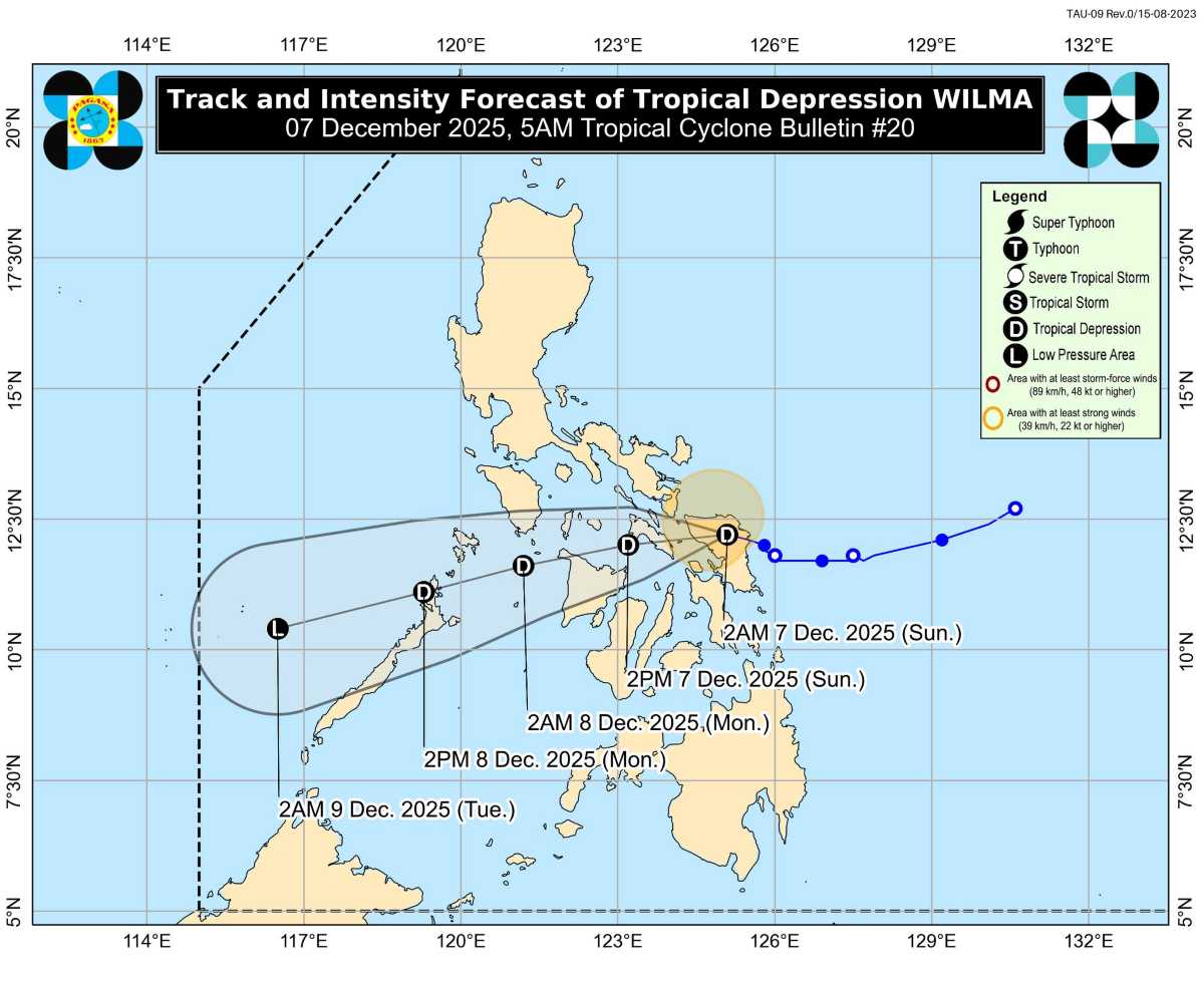 Forecast track of tropical depression Wilma near the South China Sea. Photo: PAGASA