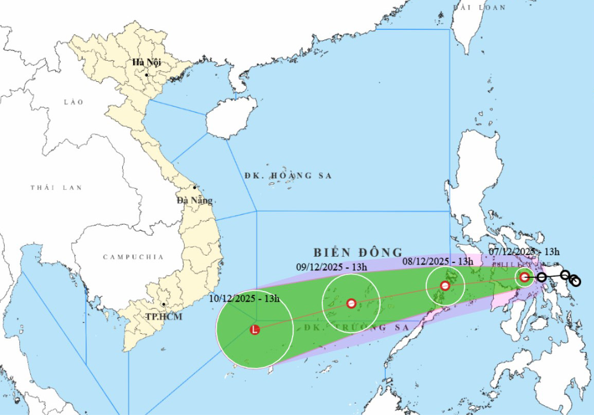 Ultimas previsiones sobre el camino y la zona de influencia de la depresion tropical. Foto: NCHMF