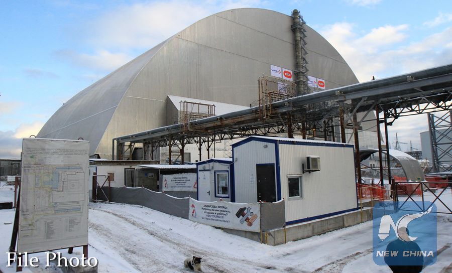 The roof protects the No. 4 reactor of Chernobyl nuclear power plant, November 29, 2016. Photo: Xinhua