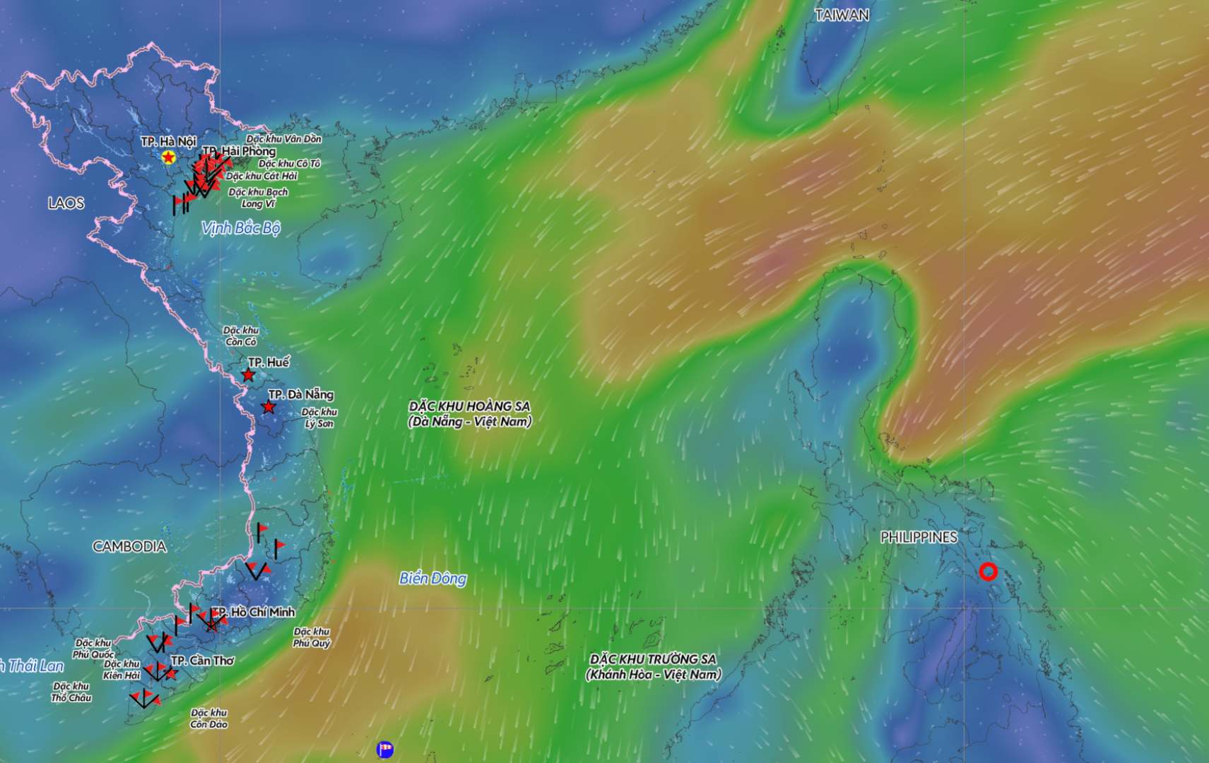 The tropical depression is forecast to cause strong winds in the southeastern sea area of the central East Sea from the morning of December 8. Source: Vietnam Disaster Monitoring System