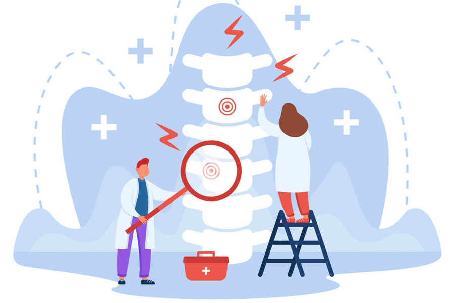 Two major causes of increased spinal problems in young people. Graphics: Thien Nhan