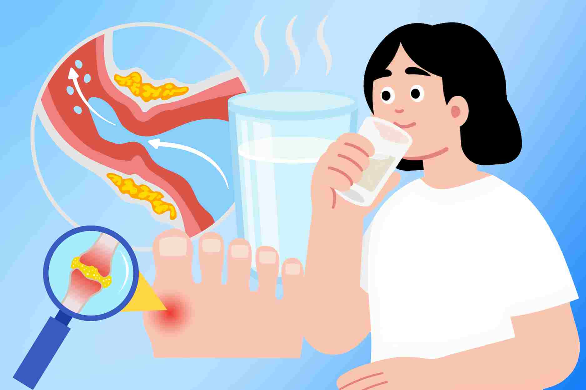 Drinking warm water properly helps the body control uric acid more effectively