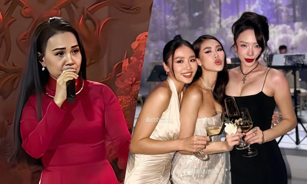 Cam Ly and Van Mai Huong sang at the wedding of billionaire Johnathan Hanh Nguyen's daughter. Photo: Cut from video.