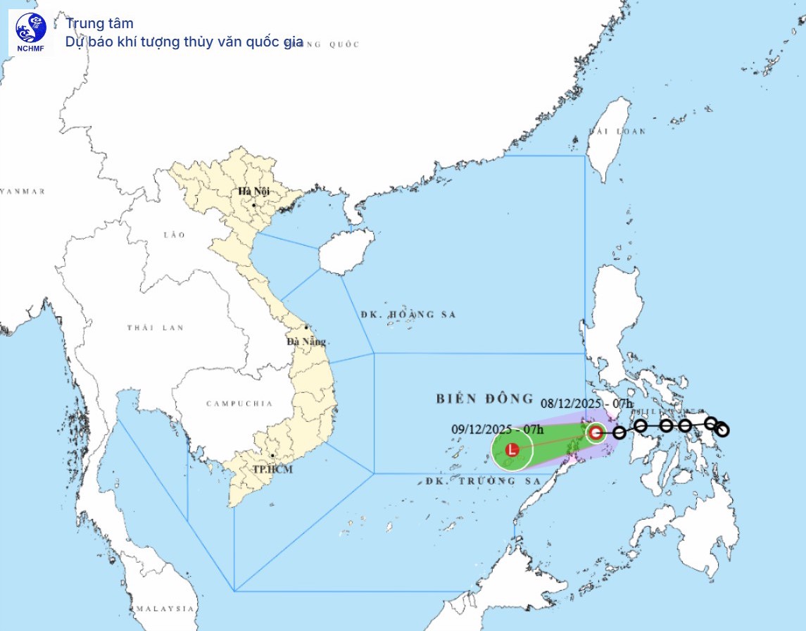 Ultimas actualizaciones sobre el camino y la zona de influencia de la depresion tropical cerca del Mar de China Meridional. Foto: NCHMF