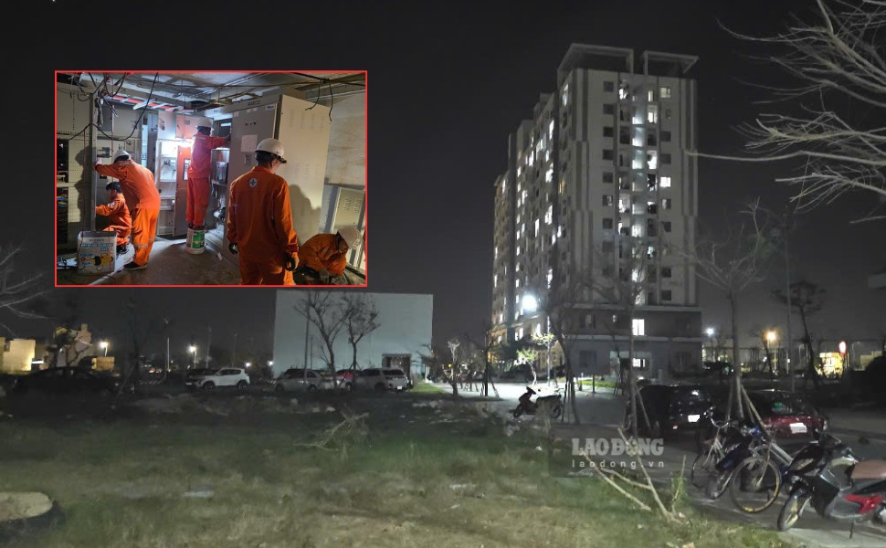 エコホーム ニョンビン社会住宅集合住宅（ザーライ市クイニョンドン区）は電気が復旧した。写真: ホアイ・フオン