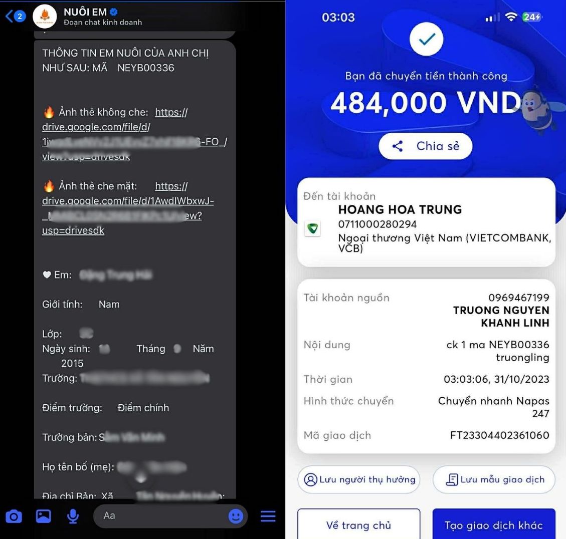 Mot trong nhung giao dich cua chi khi chuyen tien de nuoi em. Anh: NVCC