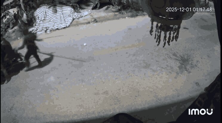 Ảnh cắt từ camera nhà dân ghi nhận cảnh các đối tượng trộm chó ban đêm. Ảnh: Công an tỉnh Hưng Yên