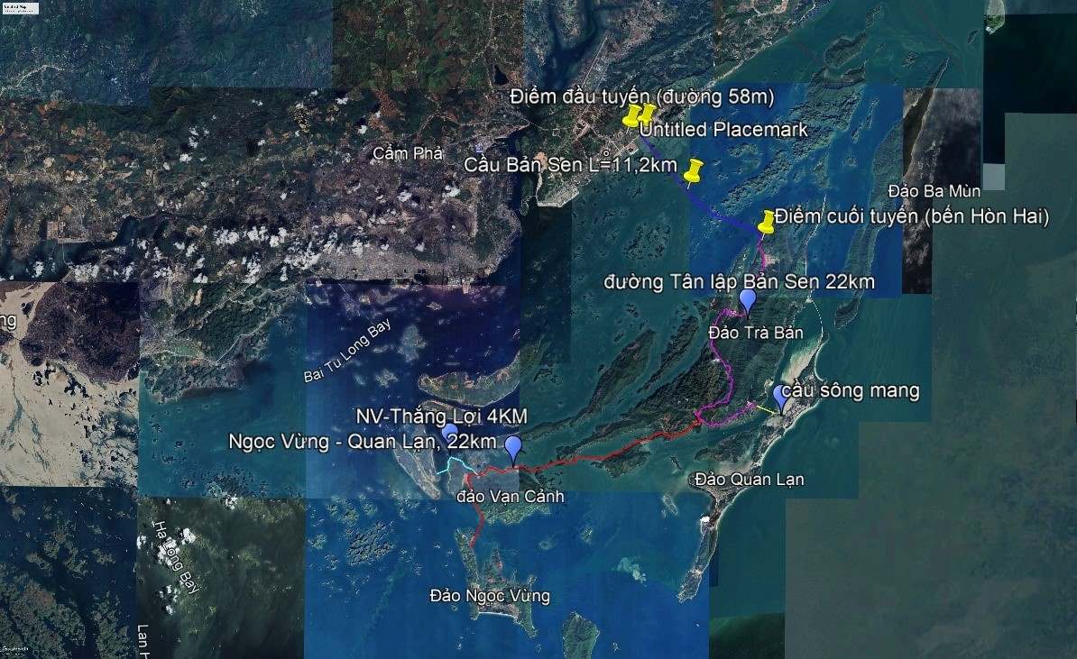 ヴァンドン特別区の島嶼間接続交通路の計画図。写真:ヴァンドン特別区