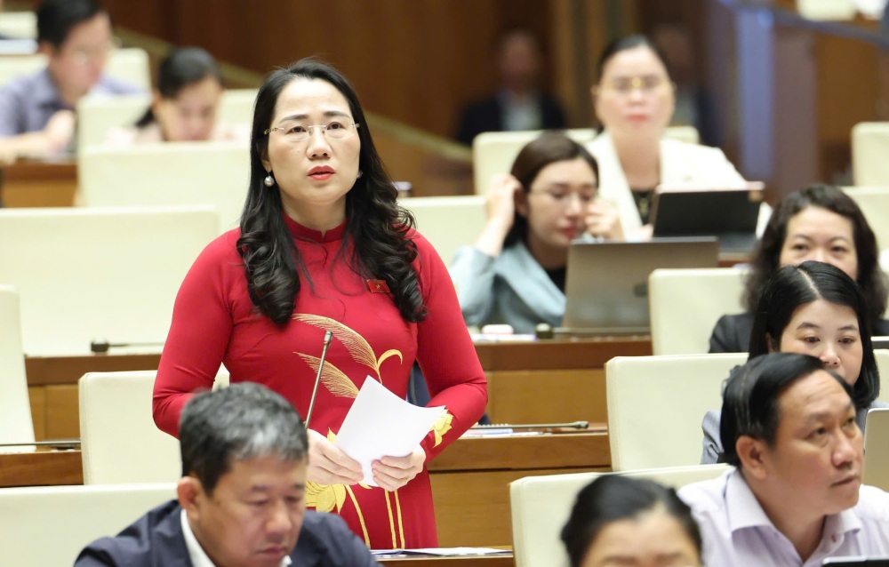 Dai bieu Nguyen Thi Thuy phat bieu. Anh: Pham Dong