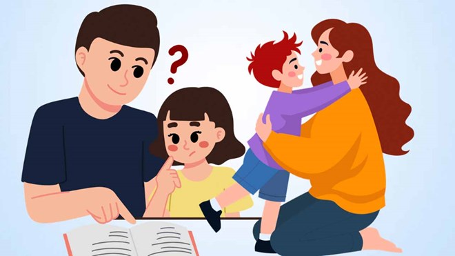 Parents working in groups and raising children together will help reduce stress in the family, creating a stable emotional environment for children. Graphics: Thien Nhan