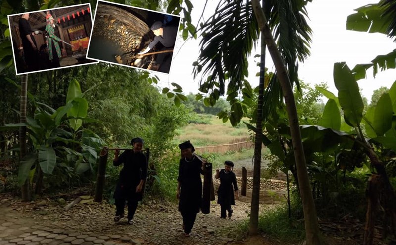 Unique custom of carrying water to receive blessings from heaven of Tay people in early spring. Photo: Thai Hai village