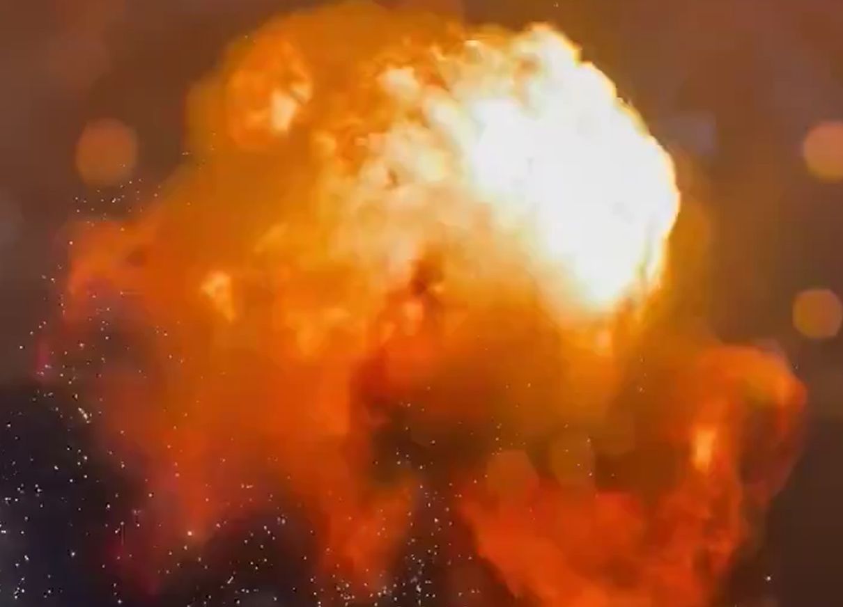 The plane exploded like a fireball. Photo cut from video