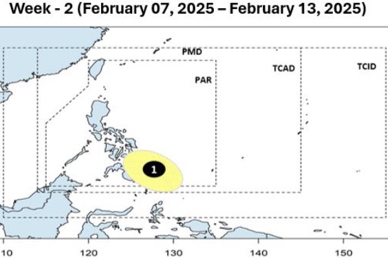 Du bao ap thap dau tien cua nam xuat hien gan Philippines dau thang 2.2025. Anh: PAGASA