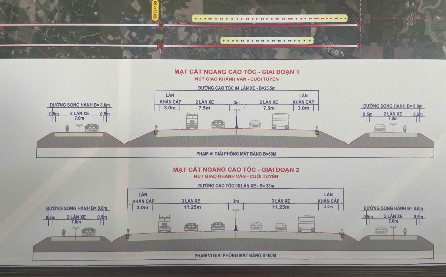 Du an se duoc giai phong mat bang 60m. Trong hinh la mat cat ngang cao toc giai doan 1 va giai doan 2. Anh: Dinh Trong