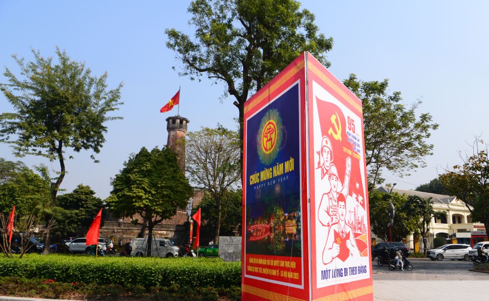 Poster celebrating the 95th anniversary of the founding of the Communist Party of Vietnam. Photo: Tran Vuong