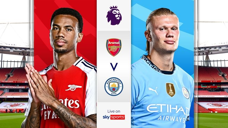 Arsenal and Man City battle at Emirates Stadium. Photo: Sky Sports