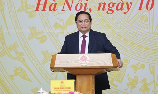 Ủy viên Bộ Chính trị, Thủ tướng Phạm Minh Chính phát biểu khai mạc hội nghị. Ảnh VGP/Nhật Bắc