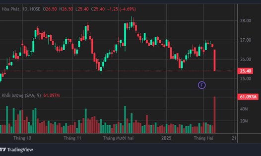 Cổ phiếu "quốc dân" HPG lao dốc mạnh. Ảnh: Lục Giang