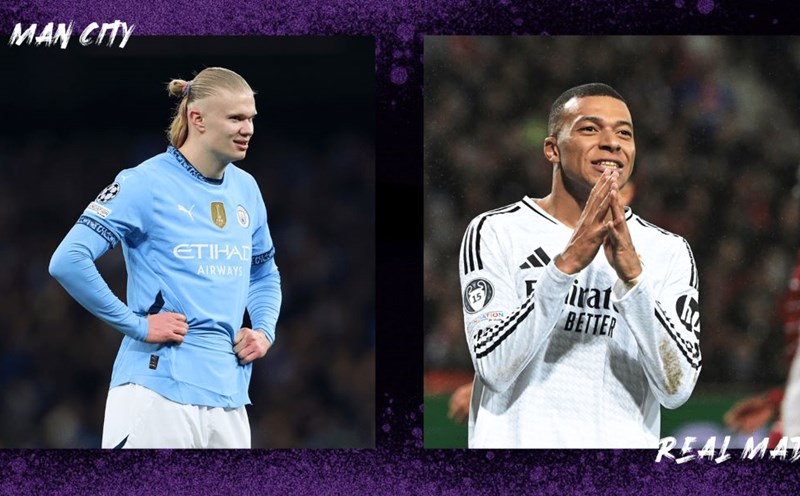 Erling Haaland and Kylian Mbappe are two notable stars in the match of Man City vs Real Madrid. Photo: Opta
