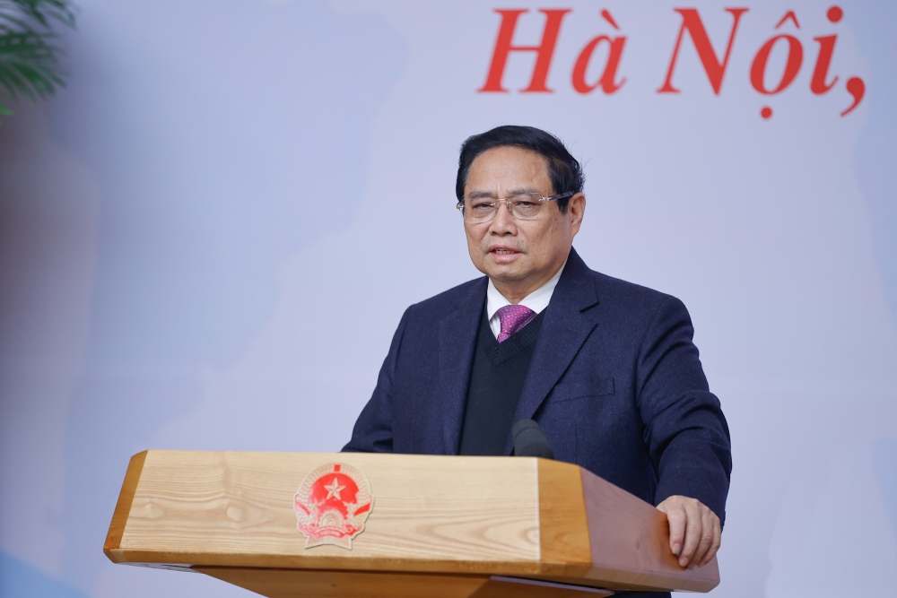 The Prime Minister Pham Minh Chinh pointed out the tasks and solutions that the banking industry and commercial banks need to focus on implementing. Photo: VGP/Nhat Bac