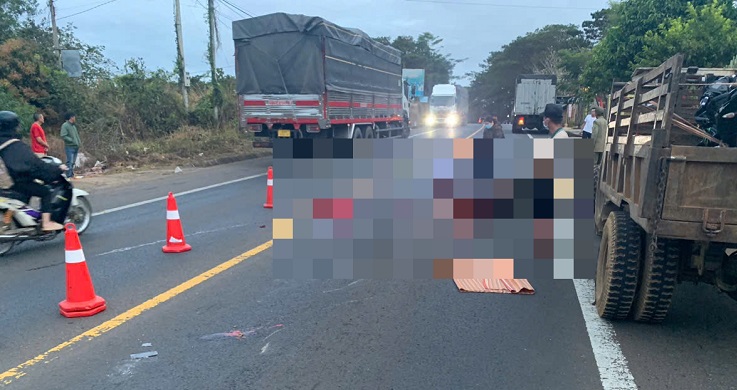 The scene of the accident caused 2 motorcyclists to die on the spot. Photo: Bao Trung