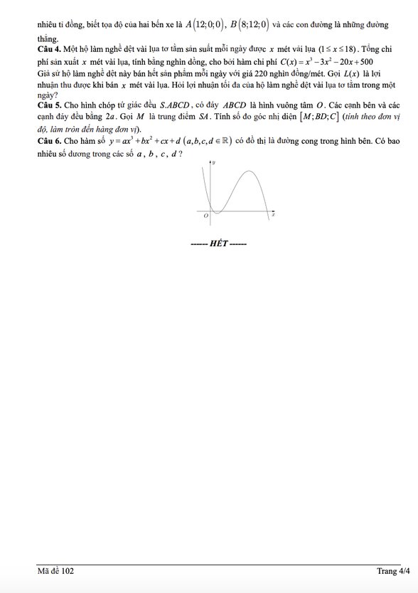 Ma de thi 101 va 102 mon Toan de thi thu tot nghiep THPT 2025 tai truong THPT Dien Chau, tinh Nghe An. Anh: Toanmath.