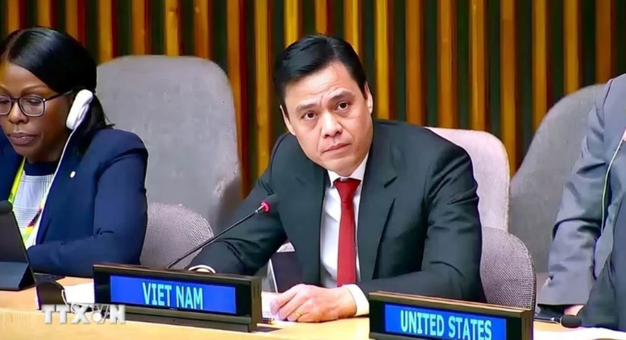 Ambassador Dang Hoang Giang, Head of the Permanent Mission of Vietnam to the United Nations, speaks at the meeting. Photo: VNA