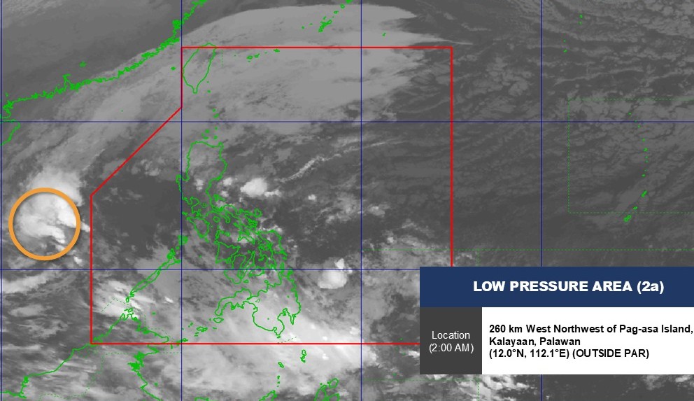Low pressure position in the southern East Sea at 2:00 a.m. on February 12, 2025. Photo: PAGASA