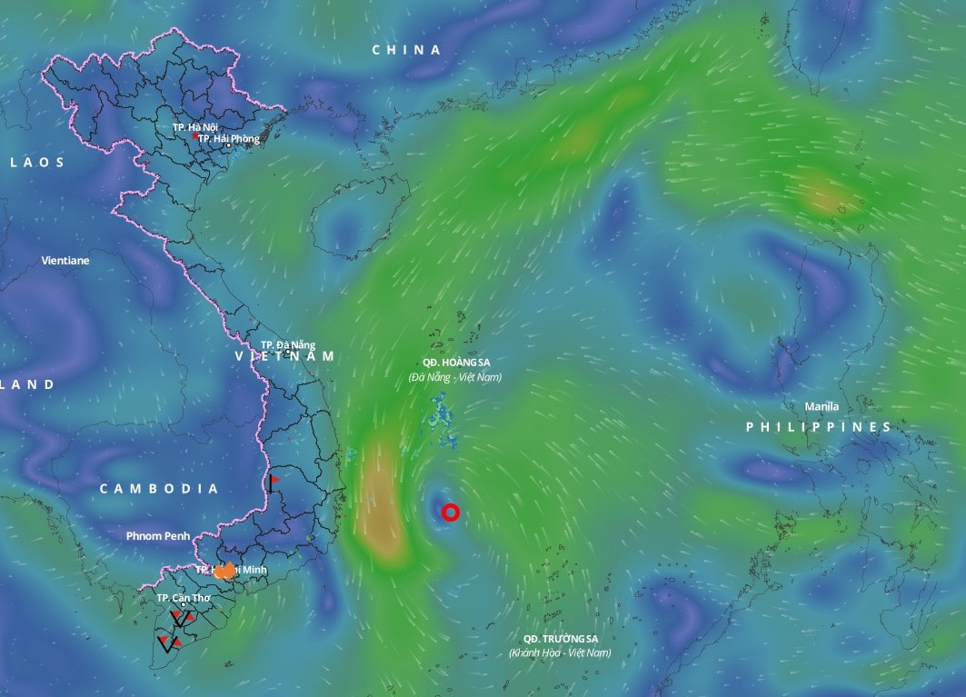 This afternoon, February 12, a tropical depression in the northwest of Truong Sa archipelago. Photo: Vietnam Disaster Monitoring System