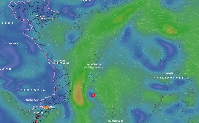 This afternoon, February 12, a tropical depression in the northwest of Truong Sa archipelago. Photo: Vietnam Disaster Monitoring System