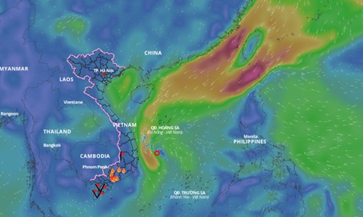 Dự báo vùng nguy hiểm do áp thấp nhiệt đới trên Biển Đông