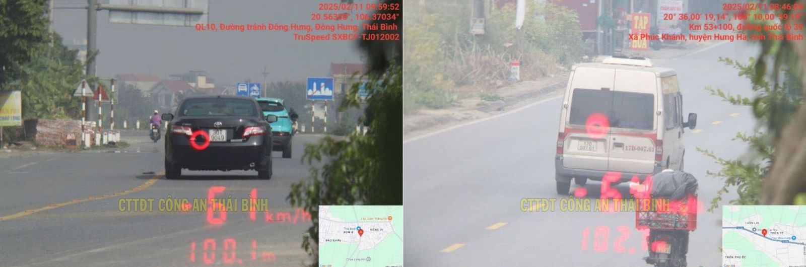 Vehicle fined for speeding in Thai Binh. Photo: Thai Binh Police