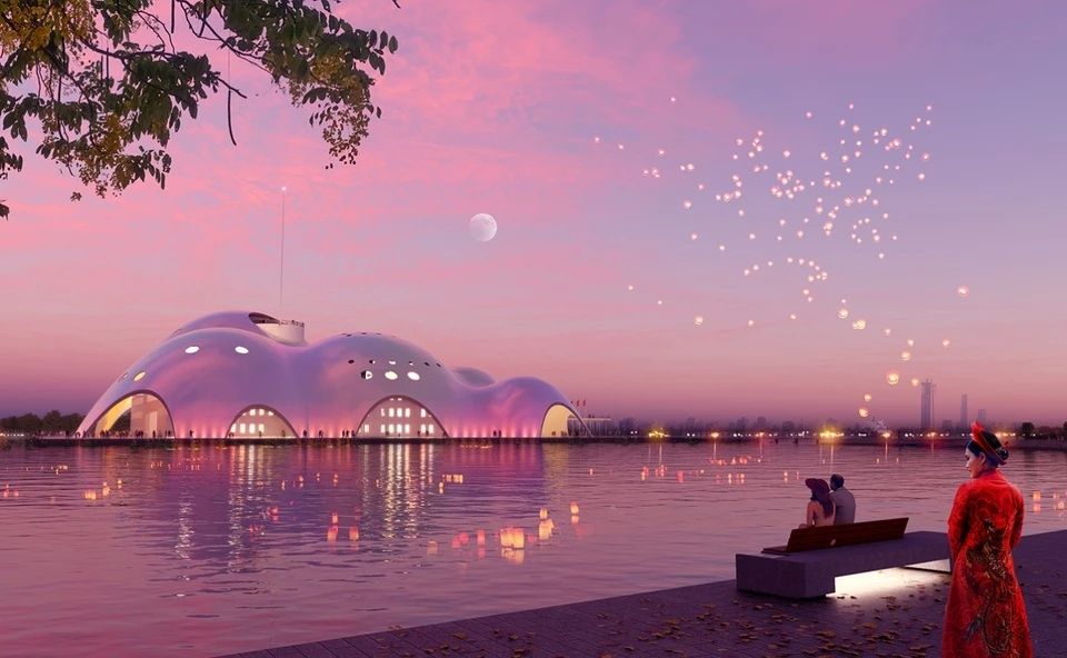 Perspective of the Pearl Theater in West Lake. Photo: Tay Ho District People's Committee.