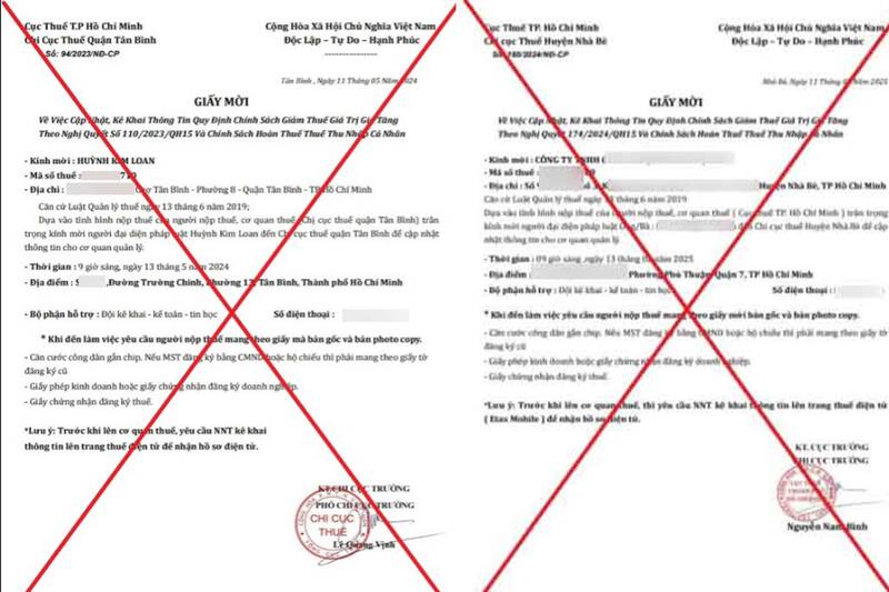 Warning about impersonating tax authorities and tax officials to defraud taxpayers. Photo: Ho Chi Minh City Tax Department