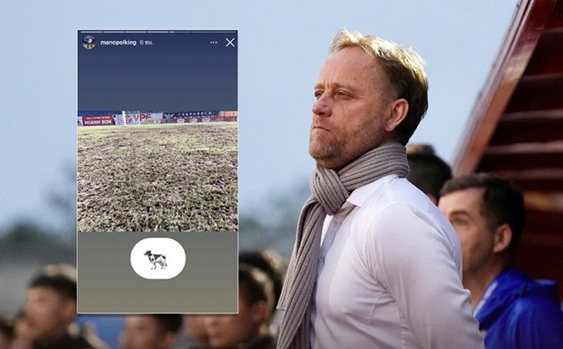 Coach Polking expressed his frustration about the poor quality of Ha Tinh's pitch. Photo: Thairath