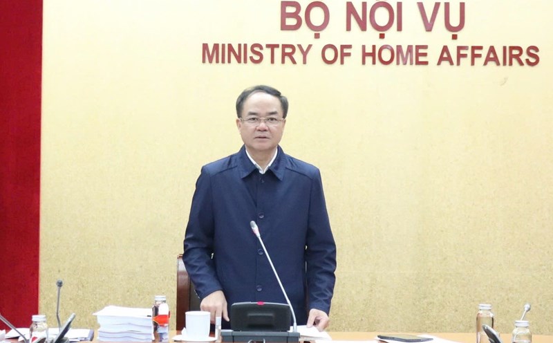 Deputy Minister of Home Affairs Vu Chien Thang speaks at the conference. Photo: Ministry of Home Affairs
