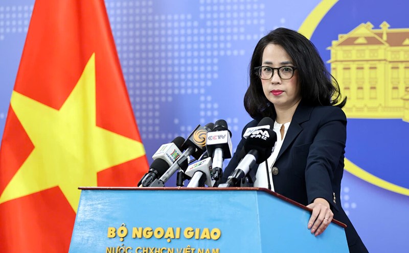 Foreign Ministry Spokesperson Pham Thu Hang discusses the policies of the administration of US President Donald Trump. Photo: Hai Nguyen