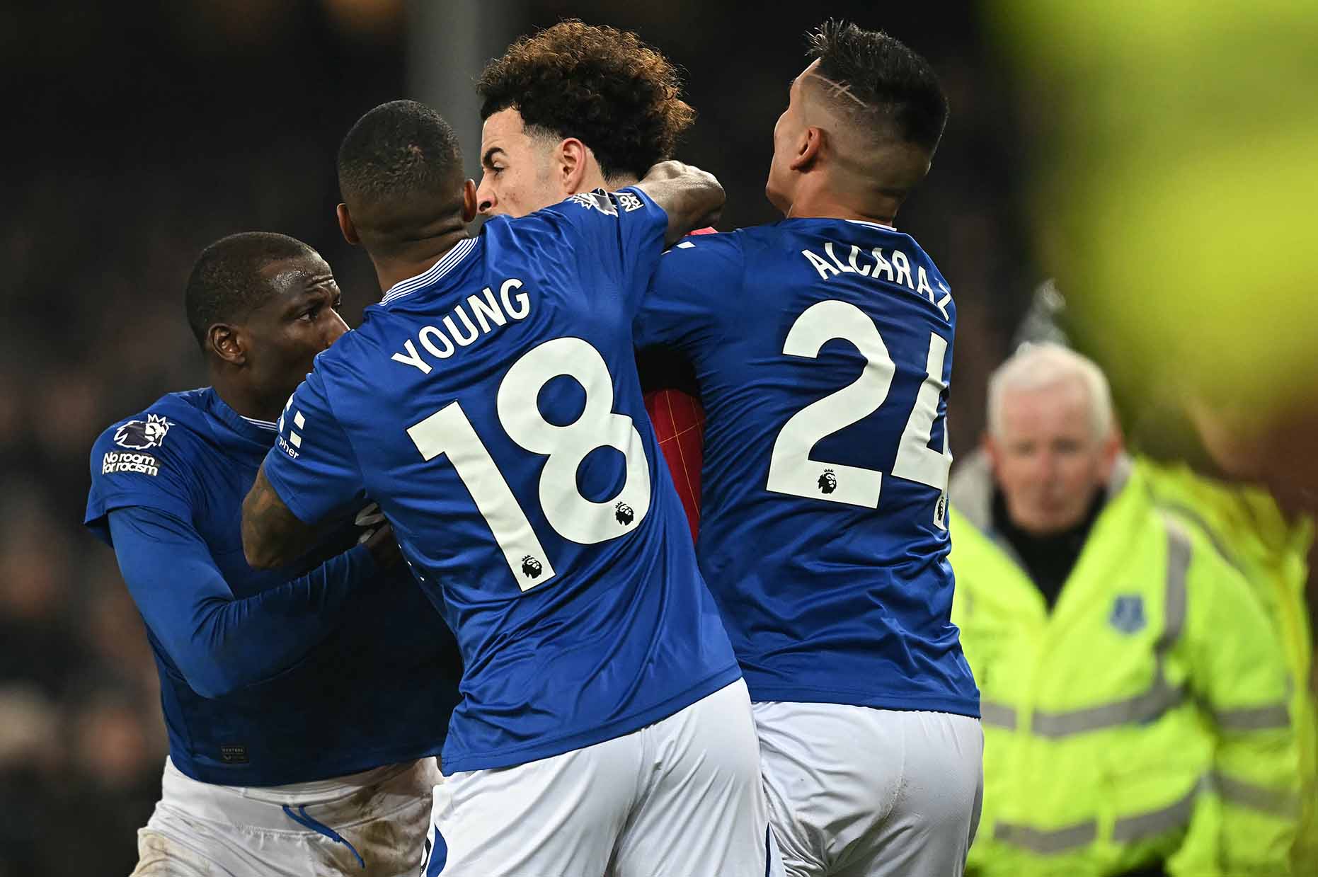 The brawl at Goodison Park caused Liverpool difficulties. Photo: AFP