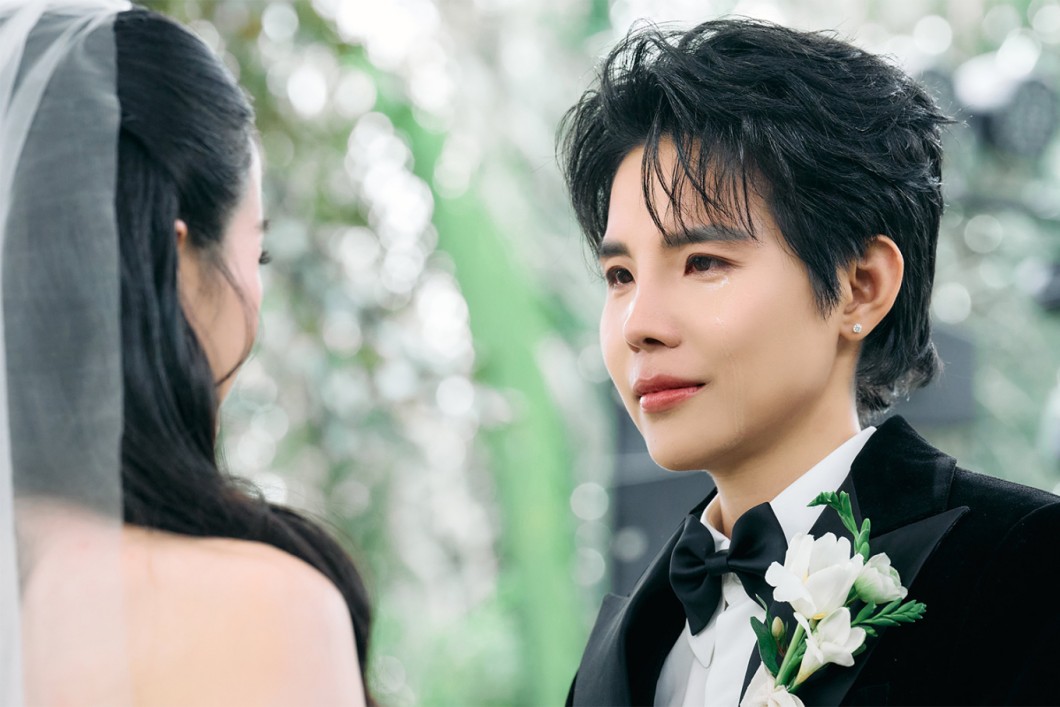 Vu Cat Tuong at the couple ceremony with his girlfriend on February 12. Photo: FBNV