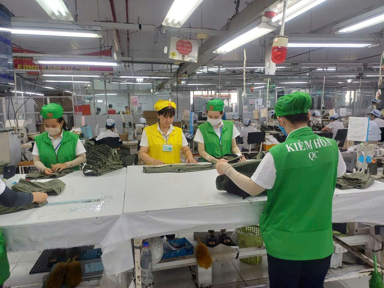 The female team leader Nguyen Thi Thu Ha (in yellow shirt) is an example of a typical worker party member of Ninh Thuan. Photo: Ninh Giang