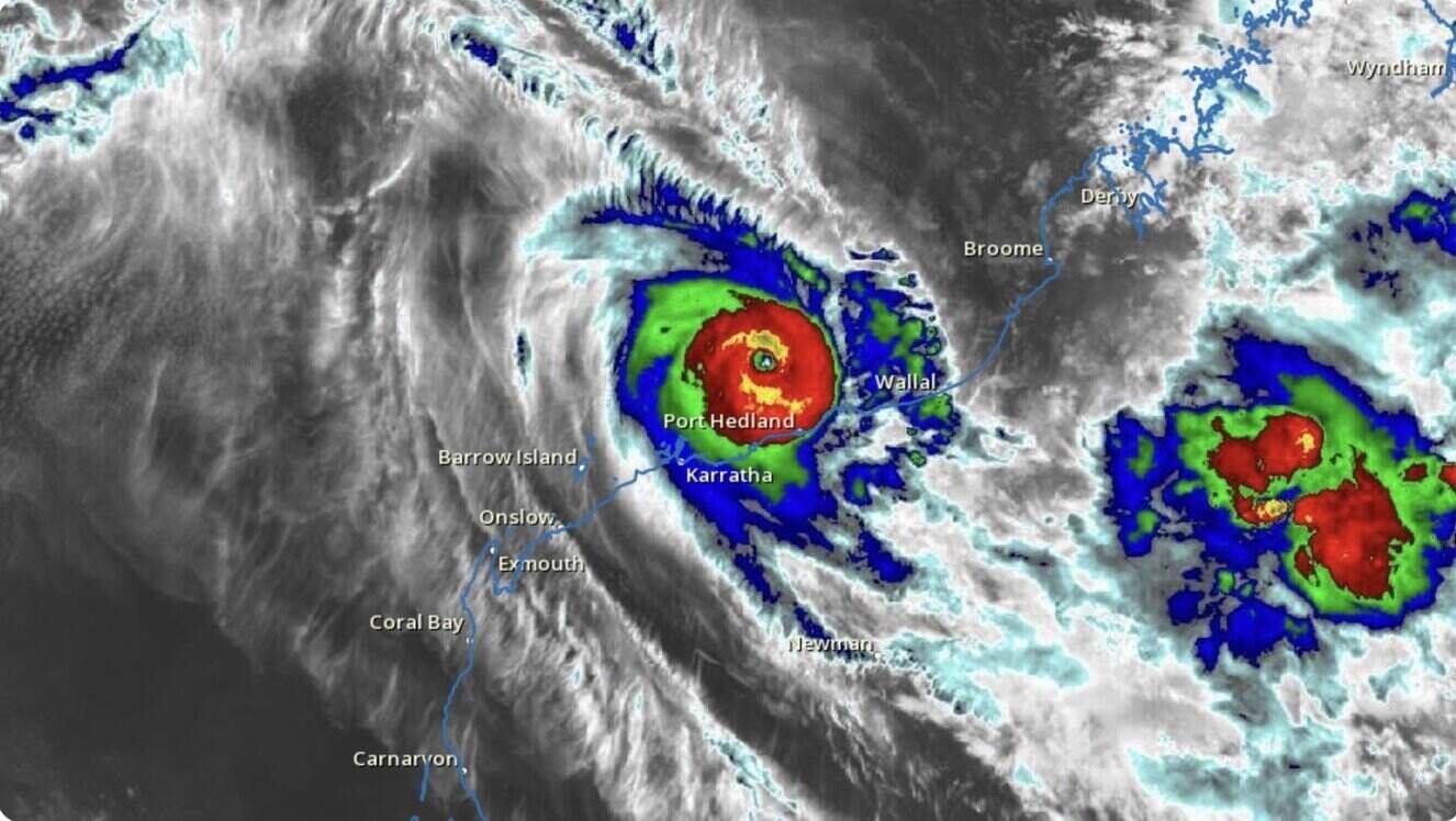 Anh ve tinh sieu bao Zelia ngay 13.2. Anh: Australia Bureau of Meteorology