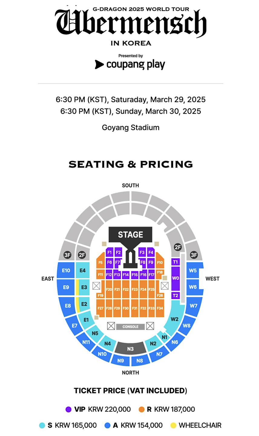 So do cho ngoi va gia ve concert cua G-Dragon. Anh: Global Interpark