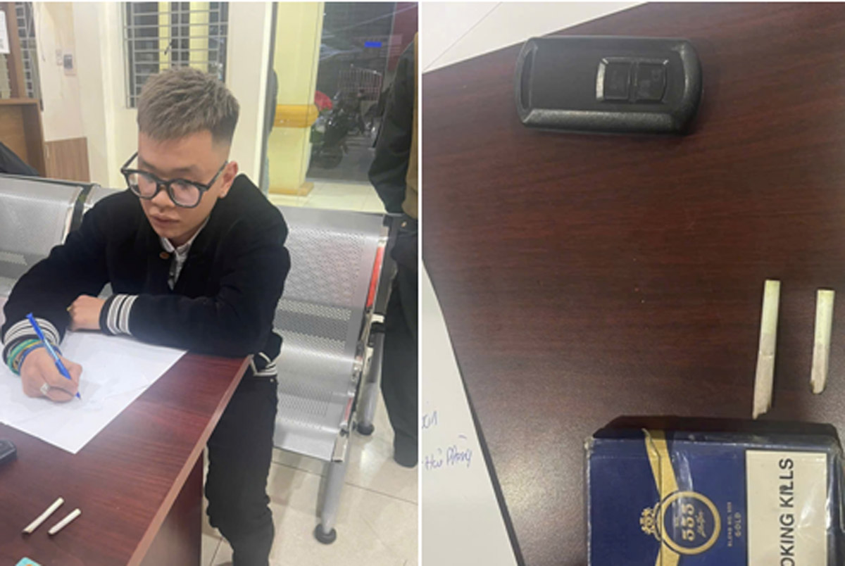 Chu Hung M and his coffin. Photo: Hai Phong City Police