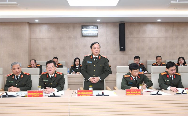 Deputy Minister of Public Security Dang Hong Duc spoke at the meeting. Photo: Ministry of Public Security